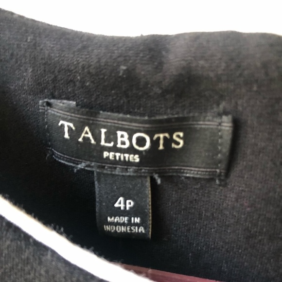 TALBOTS TIMELESS BLACK W/WHITE PIPING COCKTAIL DRESS 4 PETITE NEW WITH TAGS - Picture 5 of 9